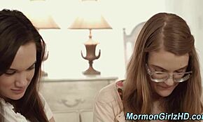 Spex teenage Mormon lez fingering and licking in taboo group session