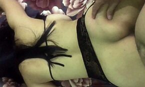 Intense hardcore sex with natural big tits and ass Asian couple at home.