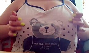 Hey, my shy stepsister flashed her big tits on camera instead of studying