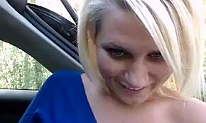 Short-Haired Blonde Masturbates by Car in Public Outdoor Solo
