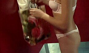 Short-haired brunette gf undresses on camera