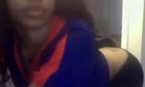 black-skinned girlfriend teases tits and ass on webcam