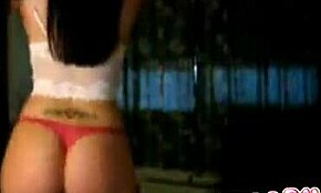 Look At This Inked Whore In Red Thong Shaking Her Amazing Ass On Webcam