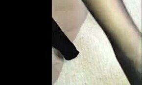 tattooed teen slips into sheer stockings