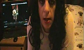 bisexual crossdressing sissy plays with cock and cums watching himself