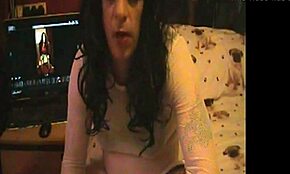 bisexual crossdressing sissy plays with cock and cums watching himself