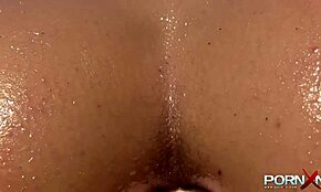 big booty brunette girlfriend gets ANALLY DILDO-DRILLED next to a swimming pool, wet pussy close-up