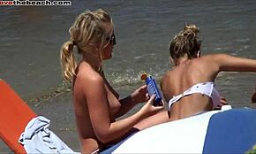 blonde gfs flashin’ their hot tits on beach, oops!