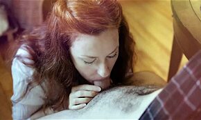 skinny cute babe gives boyfriend tender oral loving