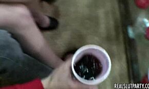 Cute teens get frisky at a drunk party. Brunettes explore kinky desires in homemade fun.