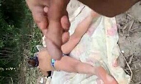 Horny Creep Spills Cum on Unsuspecting Girl's Pretty Feet