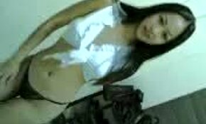 Perfect Asian amateur diva strips and masturbates on webcam.