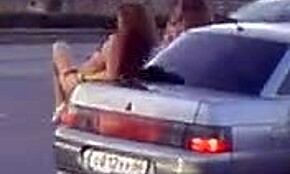Are these Russian hotties dancing on the road?