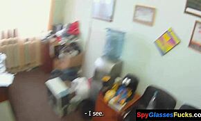 Picked up blonde babe for office POV blowjob