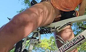No Panties Biking Slut Fucks and Pees Close-Up in Public Park. My Bike Gets All the Wet Action for You!