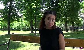 German Scout Picks Up Slim Teen Gina for Outdoor Action After Uni