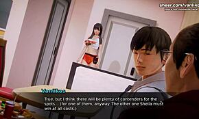 Petite teen shows ass and tits in interview.