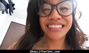 Teen Caught Stealing Heels Faces Serious Trouble in Bent Over Blowjob