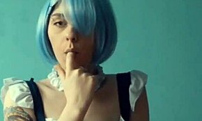 rem says, 'i love playing with these vibrating toys in my maid cosplay'
