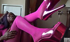 pink chocolate teaser licks balls bent over