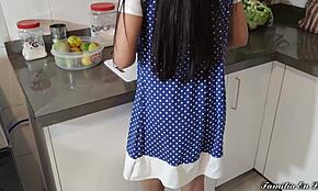 My beautiful stepdaughter obeys me while cooking, but my stepfather fucks her all day.