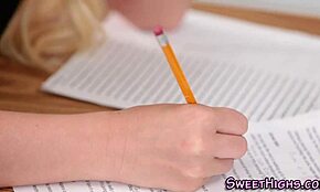 Blonde Teen 18+ Seduces Teacher with Blowjob Skills