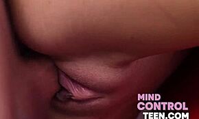 Blonde teen Allie Addison with curly hair explores free use in tight scene