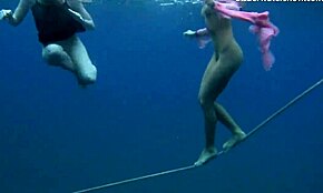 Hot girls bathing in Tenerife sea