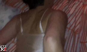 in 1883, the white slut in orange satin pants and cream lingerie gets fucked doggystyle and gives blowjob from pov