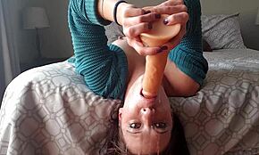 whoa, upside down dildo gag deepthroat is wild 😱