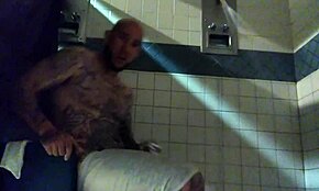 Stroking big tatted white dick in the shower