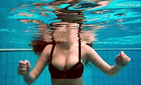 Czech Chick Vesta Strips Naked for Underwater Pool Adventure