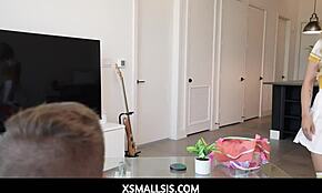 hey, stepsister catches stepbrother jerking to her used underwear