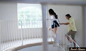 Gorgeous Babe Bent Over and Stretched by Stepbro