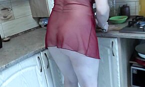 milf frina cooks naked in sexy transparent negligee