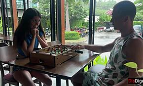 Why did the step sister lose the game and get cum on her face?