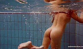 big tits petite babe deniska swims naked