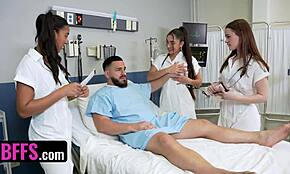 hey, watch three hot doctors ride lucky patient's cock?