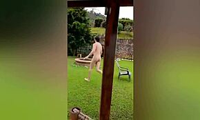 my neighbor recorded me naked on the farm so i took her inside and fucked her pussy full of cum