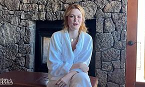 Slutty redhead bridesmaid gets locked out of hotel before wedding. She finds a wild solution!