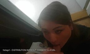 Early morning blowjob with slutty makeup, he doesn't cum but I wank with his cock in my mouth.