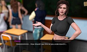 Redhead teacher with big tits plays erotic game at old college