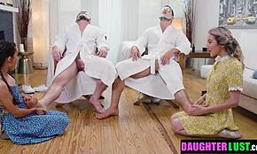 stepdaughters decide to swap their stepdads and have some taboo fun - daughterlust