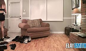 Teen Slips into Dress to Show Huge Tits on Webcam