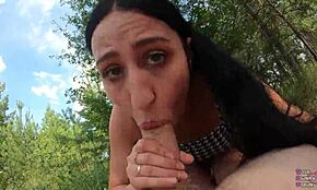 Pawg teen sucking and riding in the park 😍