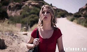 bipolar hitchhiker kirsten scott gets bent over for a rough blowjob in a car