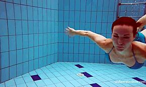 Blue Bikini Clings to Tight Martina Underwater in Pool