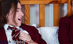 Two British Students Race In Their Uniforms