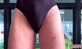 Borrow Swimsuit and Masturbate by Pool!