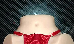 Candy's anal sex in sexy red thong with pom-pom drives me wild